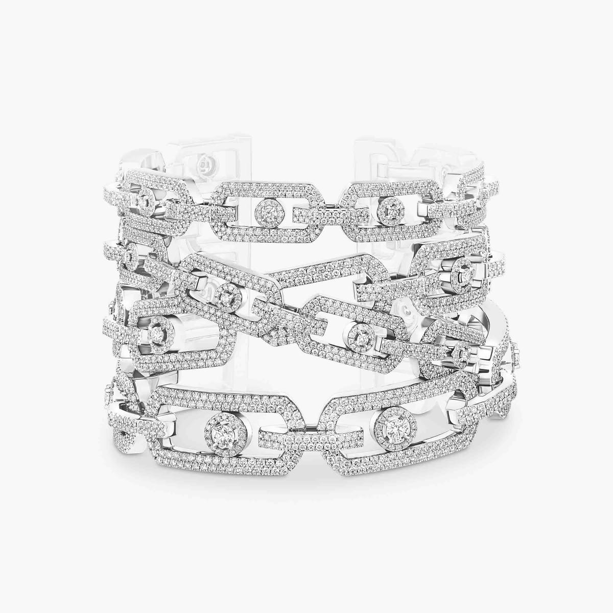 Bracelet Femme Or Blanc Diamant Manchette So Move Pavée 14387-WG