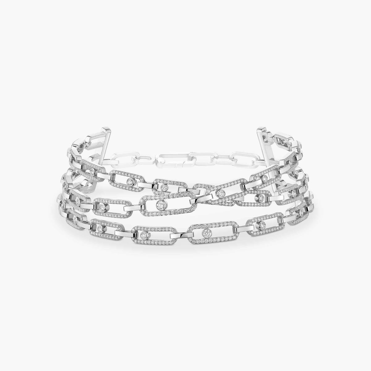 Necklace Mixed White Gold Diamond Move Link 3 rangs 14437-WG