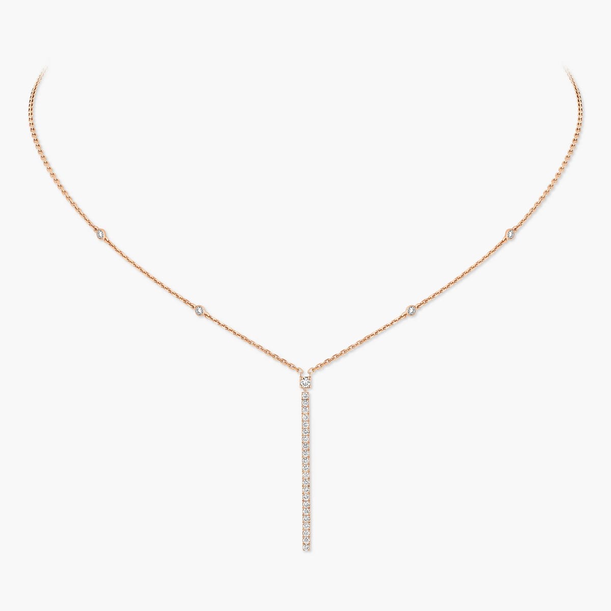 Collier Femme Or Rose Diamant Gatsby Barrette Verticale 05448-PG