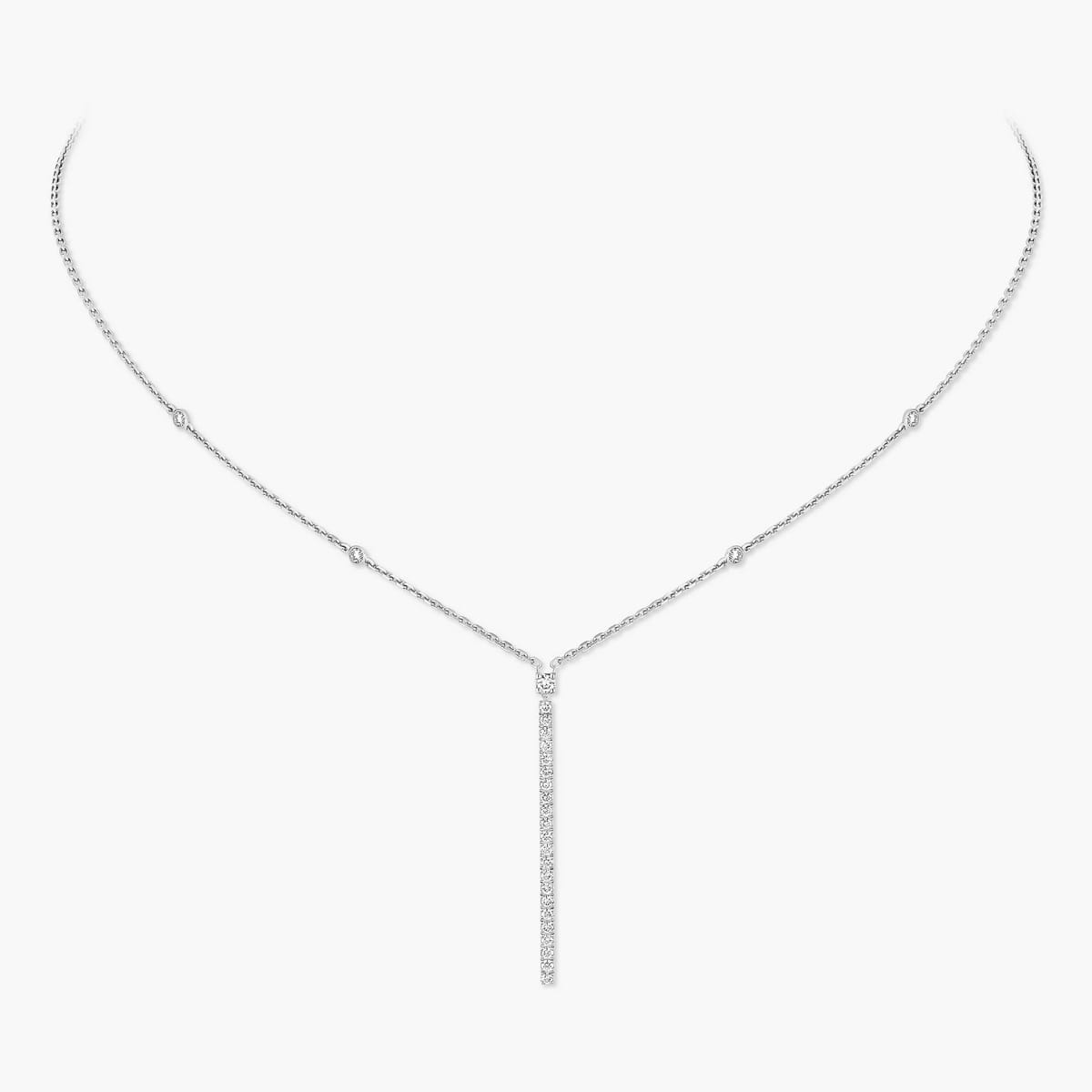 Collier Femme Or Blanc Diamant Collier barrette verticale Gatsby 05448-WG