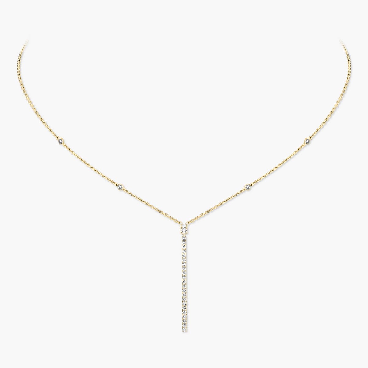 Collier Femme Or Jaune Diamant Gatsby Barrette Verticale 05448-YG