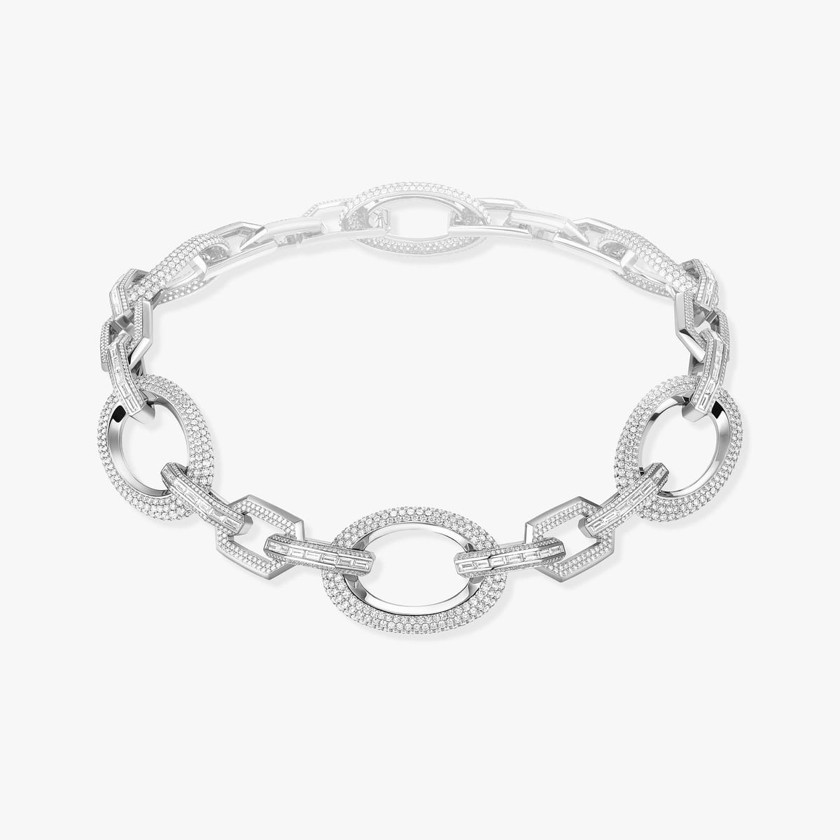 Collier Femme Or Blanc Diamant Collier ras-de-cou Groove 13497-WG