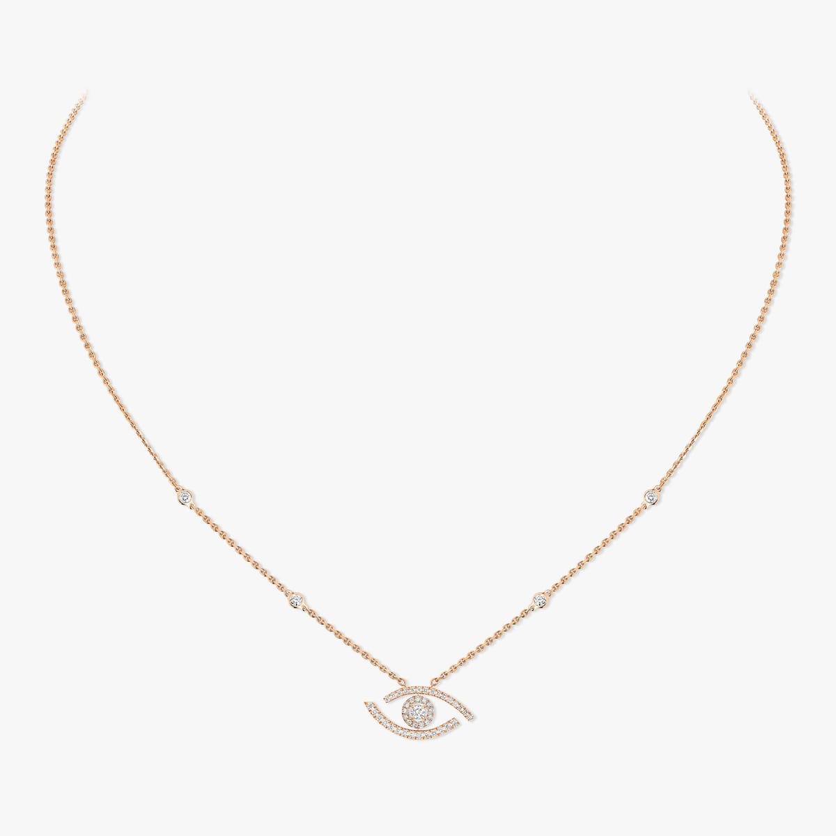 Collier Femme Or Rose Diamant Lucky Eye Pavé 07525-PG