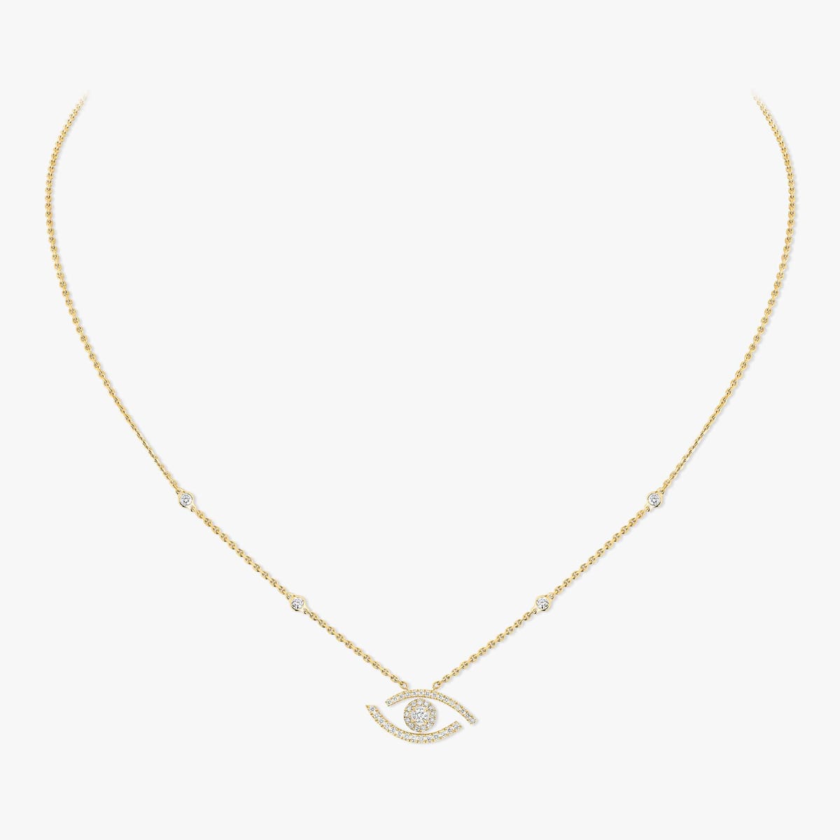Collier Femme Or Jaune Diamant Lucky Eye Pavé 07525-YG