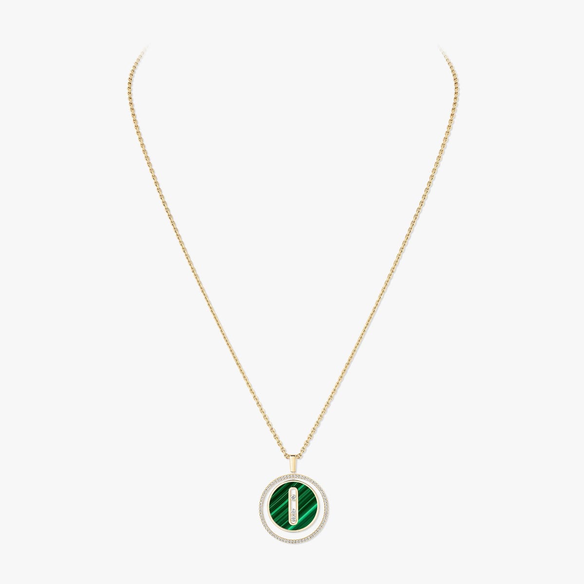 Collier Femme Or Jaune Diamant Collier malachite Lucky Move MM 10840-YG