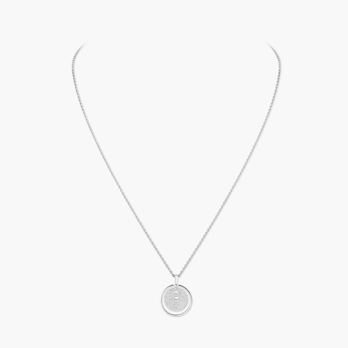 Collier Femme Or Blanc Diamant Lucky Move MM Pavé 07395-WG