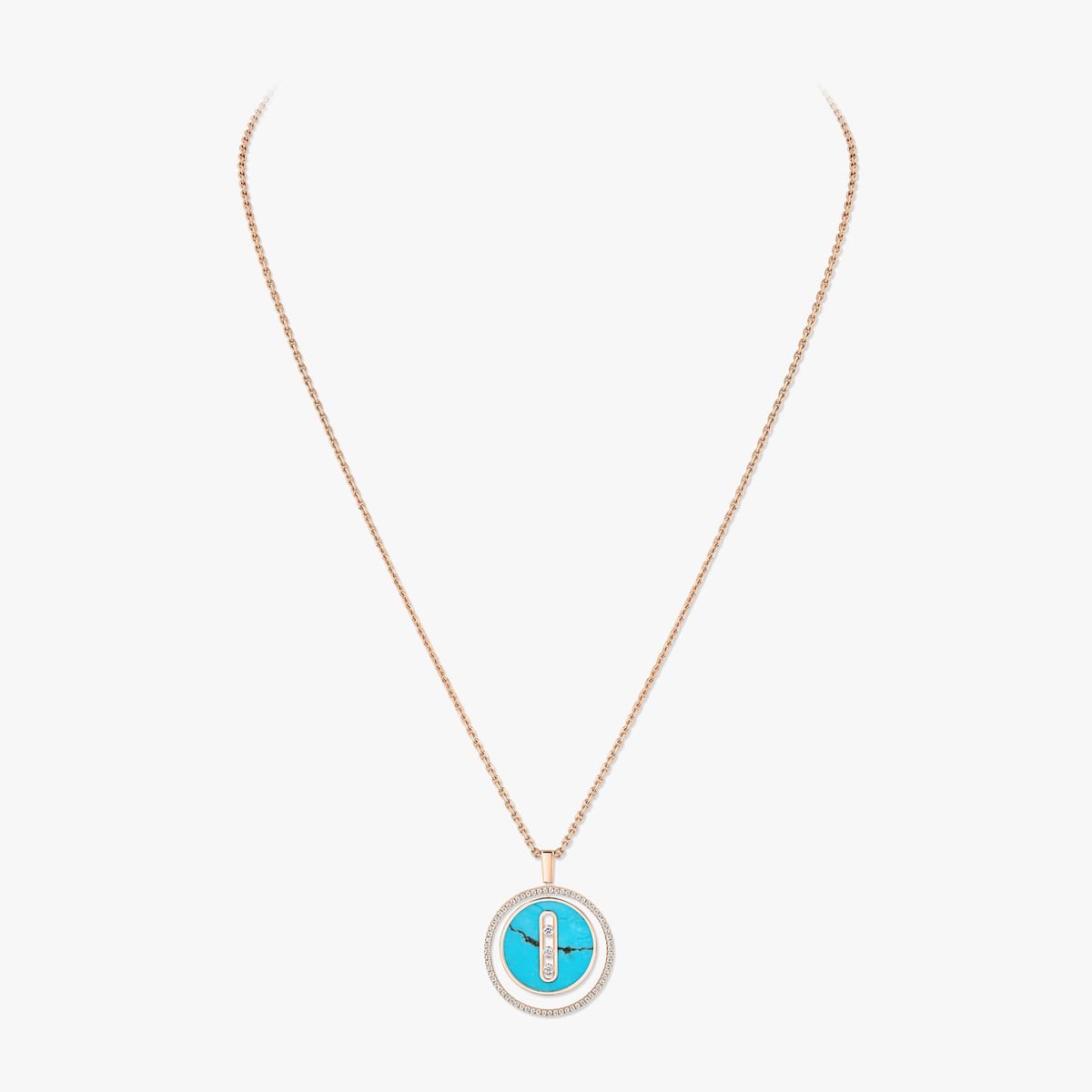 Collier Femme Or Rose Diamant Collier turquoise Lucky Move MM 10836-PG