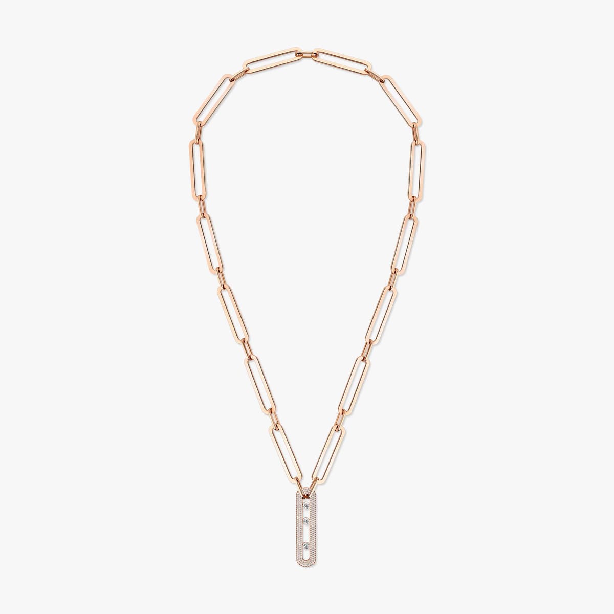 Necklace For Her Pink Gold Diamond Sautoir Move 10th Anniversary XL 06768-PG