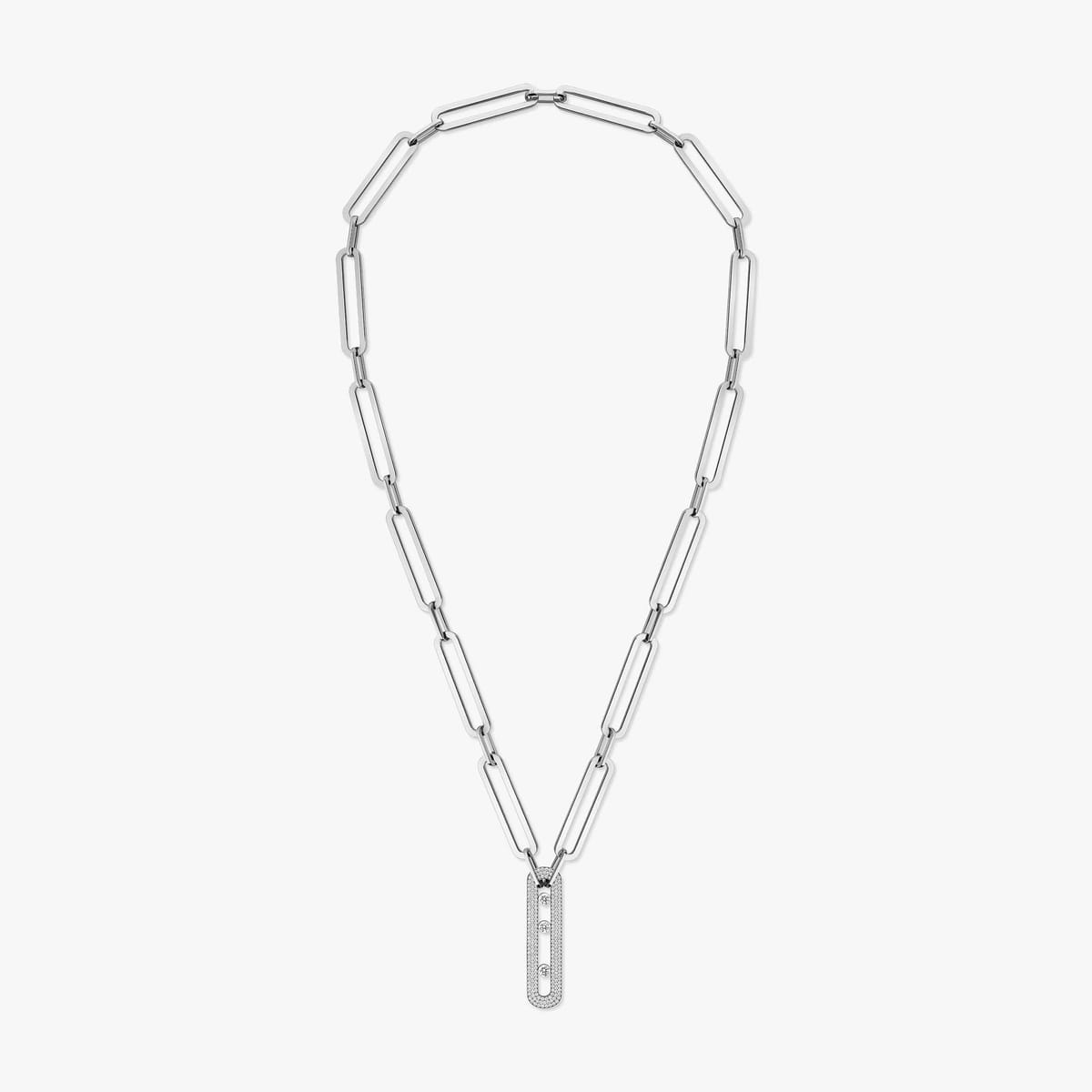 Necklace For Her White Gold Diamond Sautoir Move 10th Anniversary XL 06768-WG
