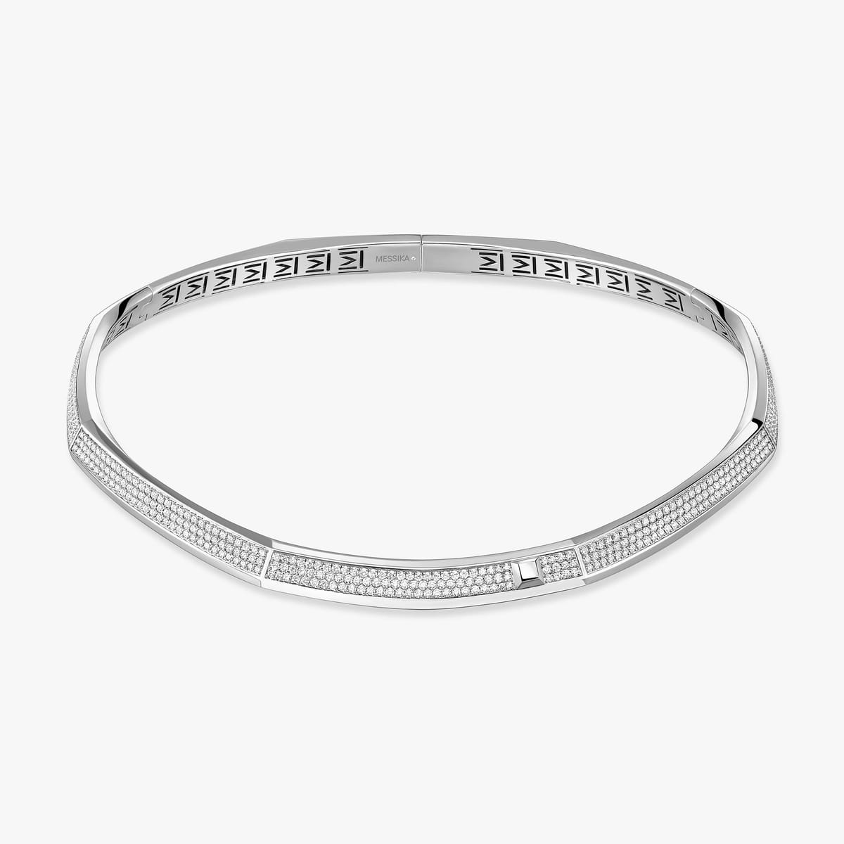 Collier Mixte Or Blanc Diamant Collier ras-de-cou Moderniste 13830-WG