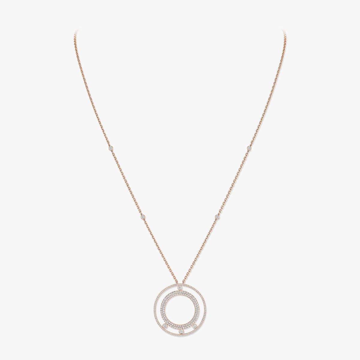 Collier Femme Or Rose Diamant Collier long pavé Move Romane 11317-PG