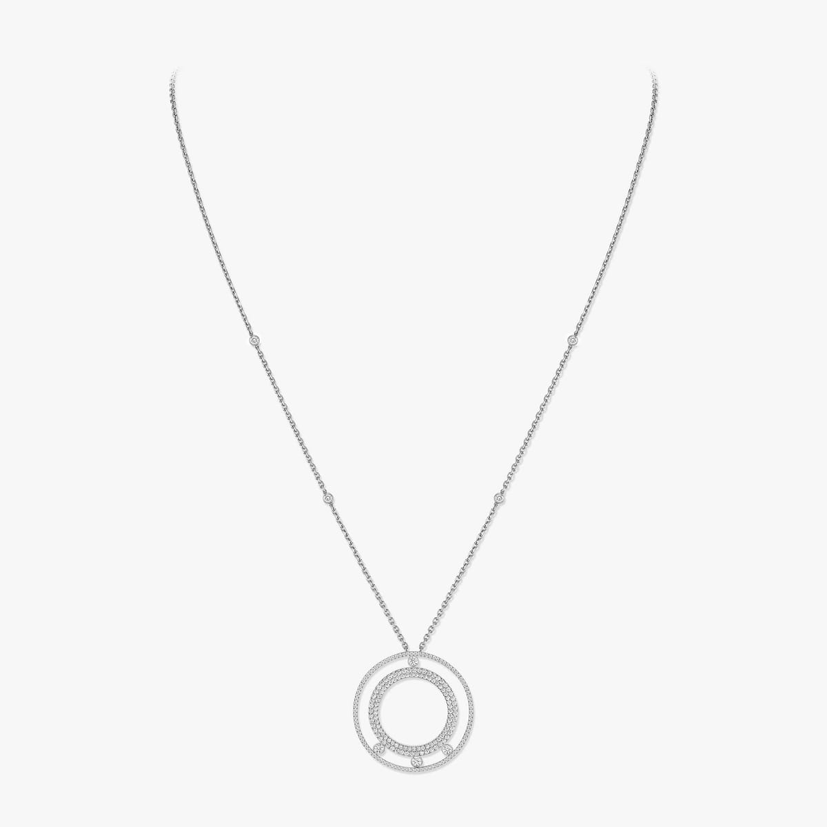 Collier Femme Or Blanc Diamant Collier long pavé Move Romane 11317-WG