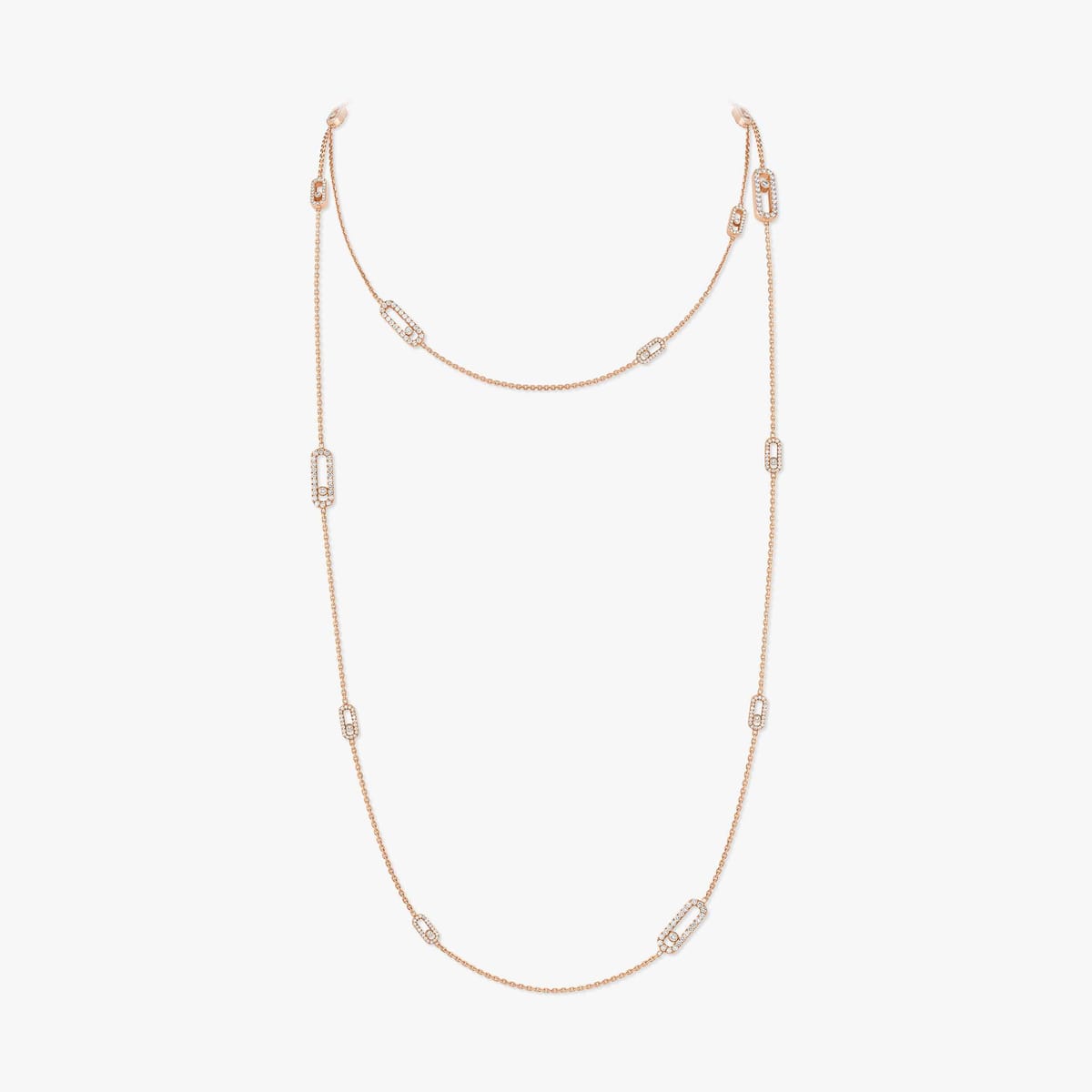 Necklace For Her Pink Gold Diamond Sautoir Long Move Uno 11324-PG