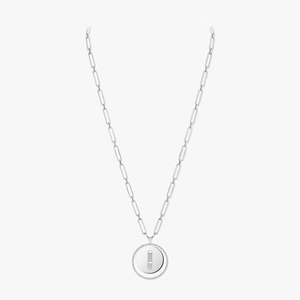 Collier Femme Or Blanc Diamant Sautoir Lucky Move GM 10126-WG