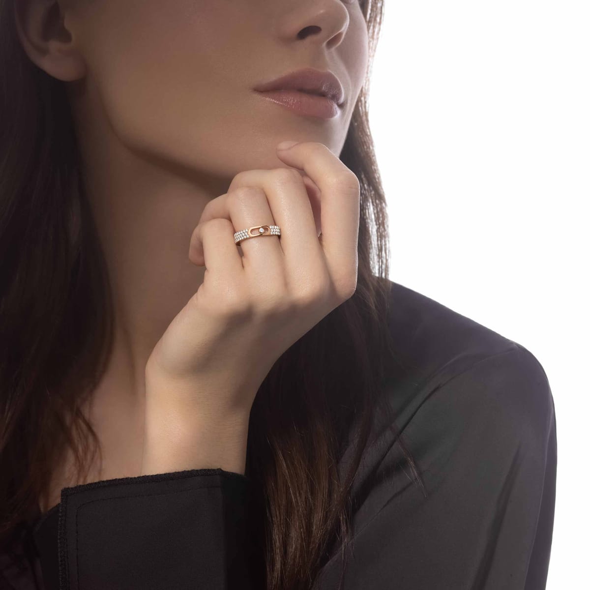 Bague Femme Or Rose Diamant Alliance pavée Move Joaillerie 13555-PG