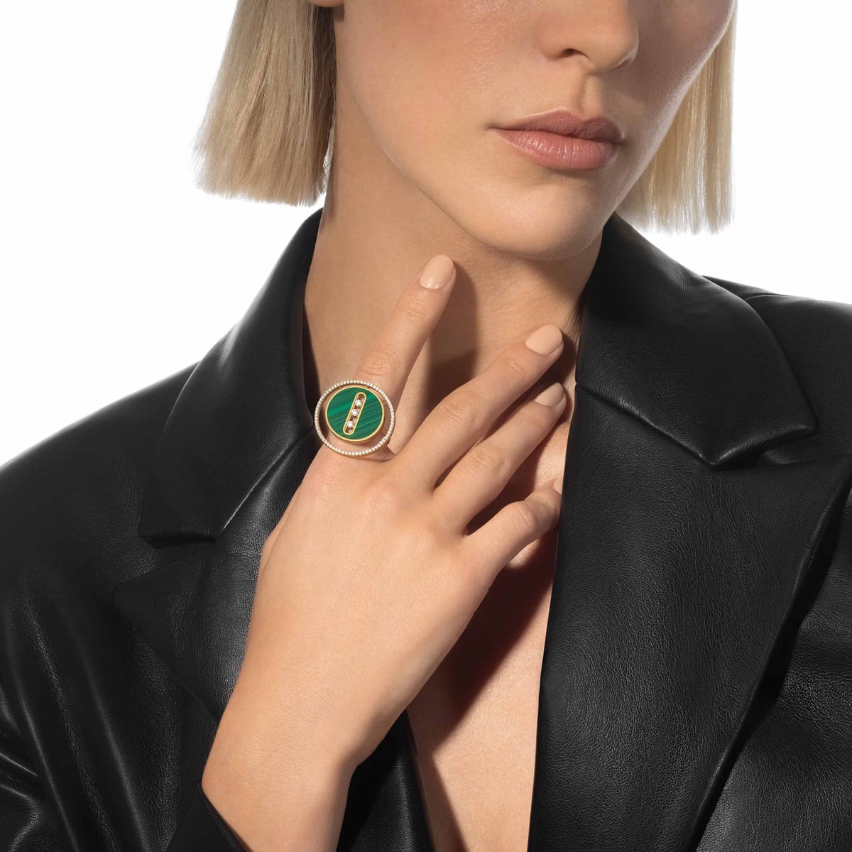 Bague Femme Or Jaune Diamant Bague malachite Lucky Move GM 11274-YG