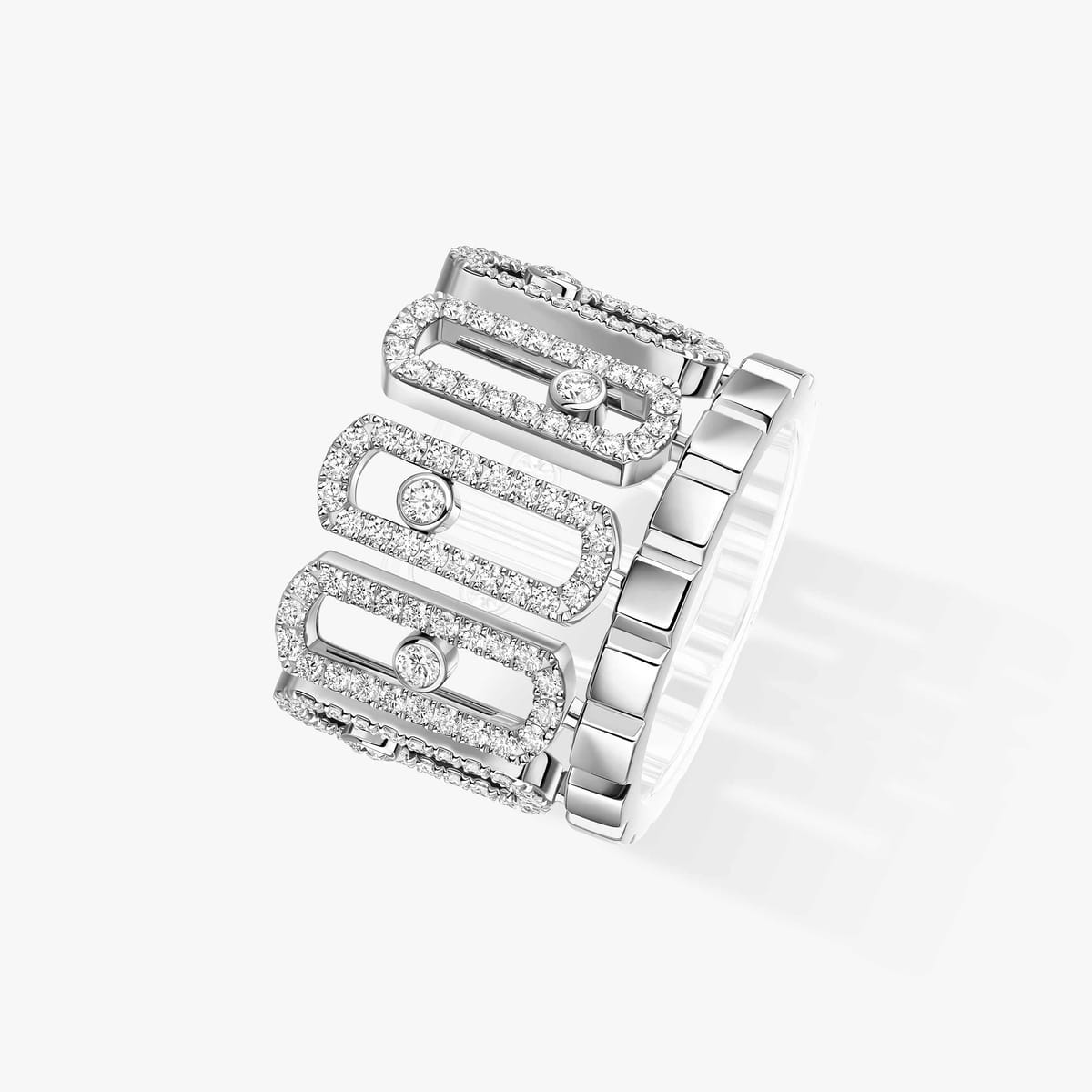Bague Femme Or Blanc Diamant Move Iconica Pavée 12821-WG