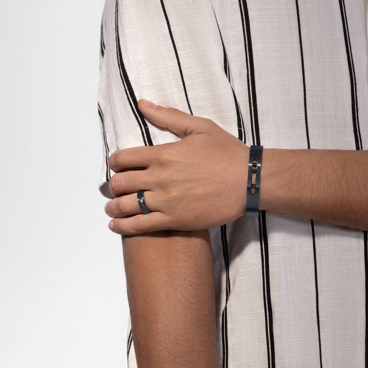 Ring For Him Black Titanium Diamond Bague Move Titanium PM 07165-TB