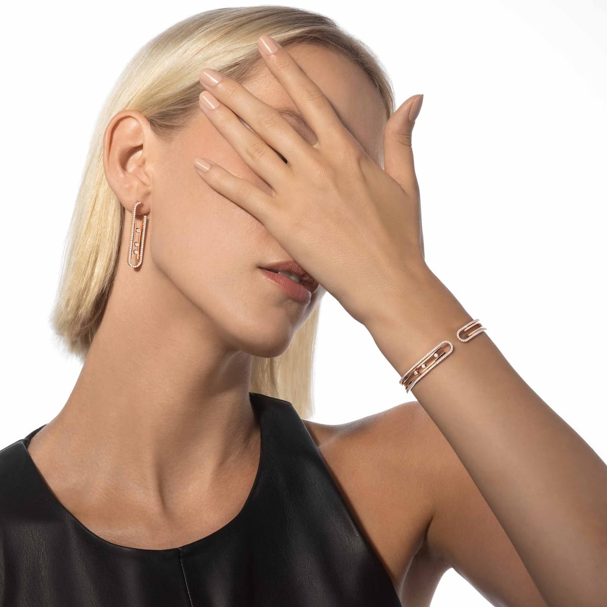 Bracelet For Her Pink Gold Diamond Bangle Move 10th 11426-PG