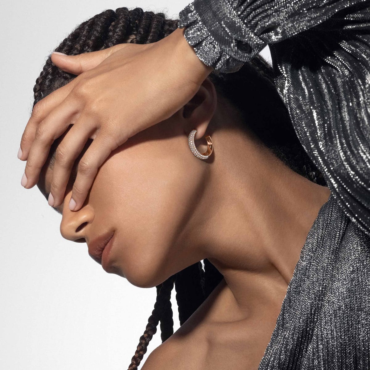 Boucles d'oreilles Femme Or Rose Diamant Créoles Divine Enigma PM 12590-PG