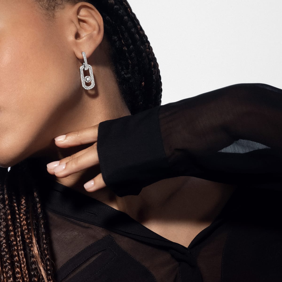 Earrings For Her White Gold Diamond Pendantes So Move XL Pavées 13123-WG