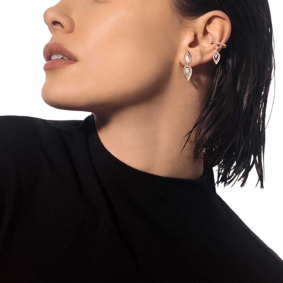 Earrings For Her Pink Gold Diamond Fiery 0,25ct 13173-PG