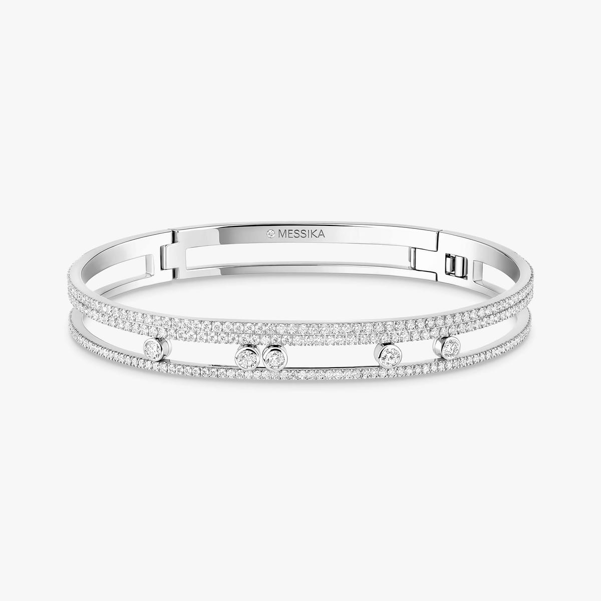 Bracelet For Her White Gold Diamond Bangle Move Romane Pavé 13914-WG