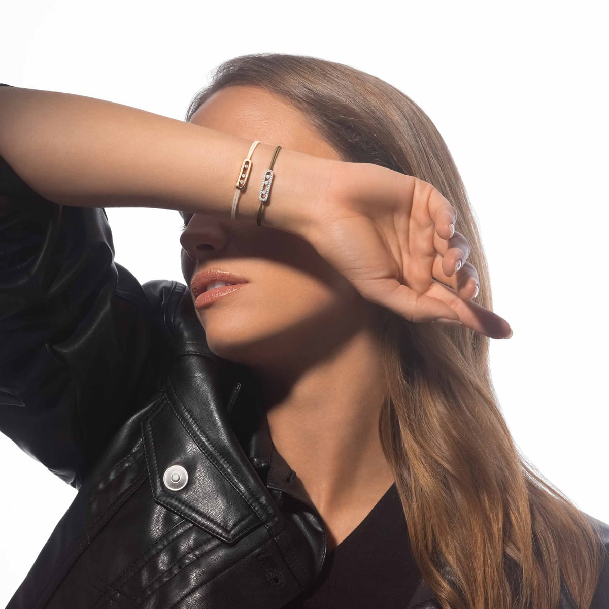 Bracelet Femme Or Rose Diamant Bracelet cordon crème Messika Care(s) 14098-PG