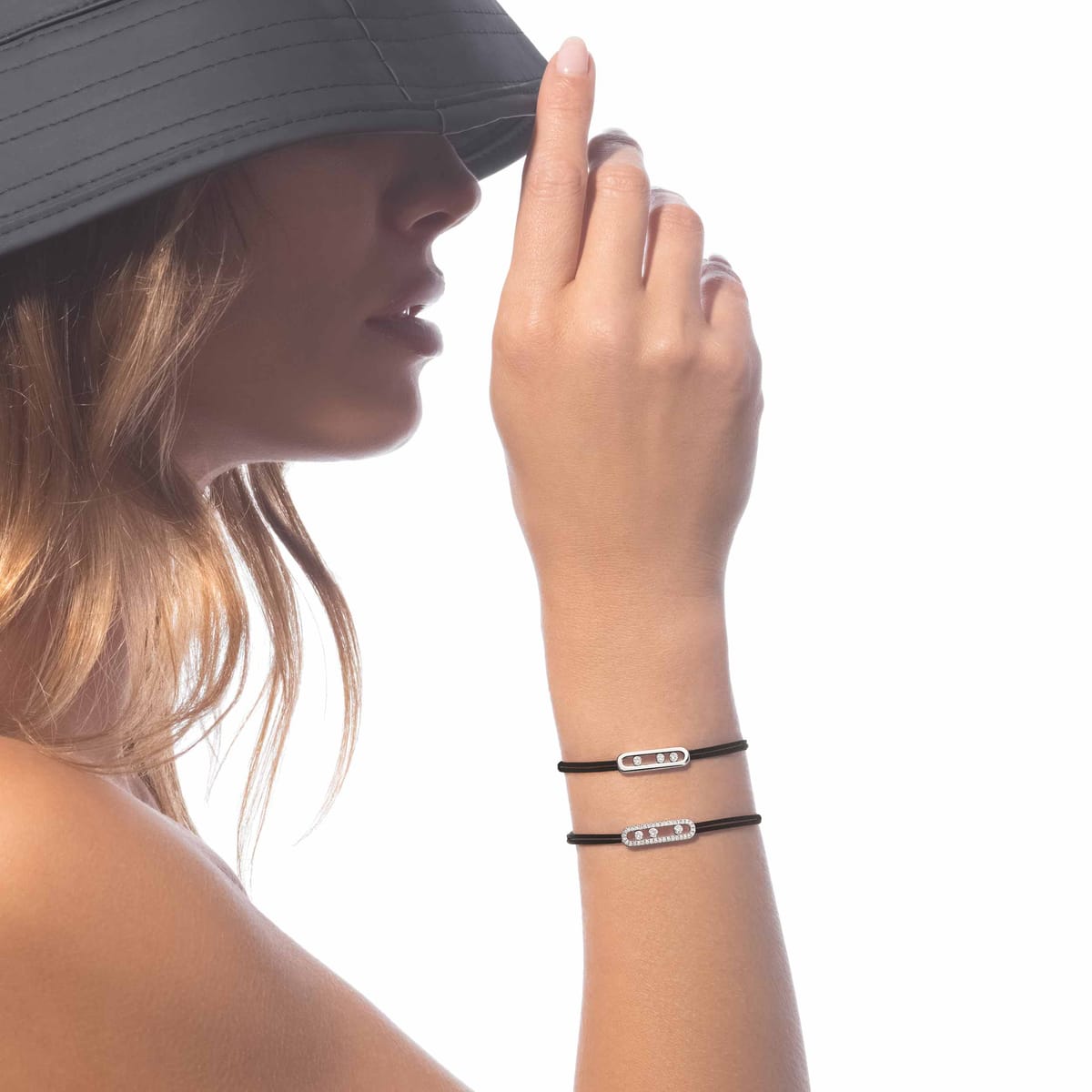 Messika Care(s) black cord pavé bracelet White Gold For Her Diamond Bracelet 14141-WG