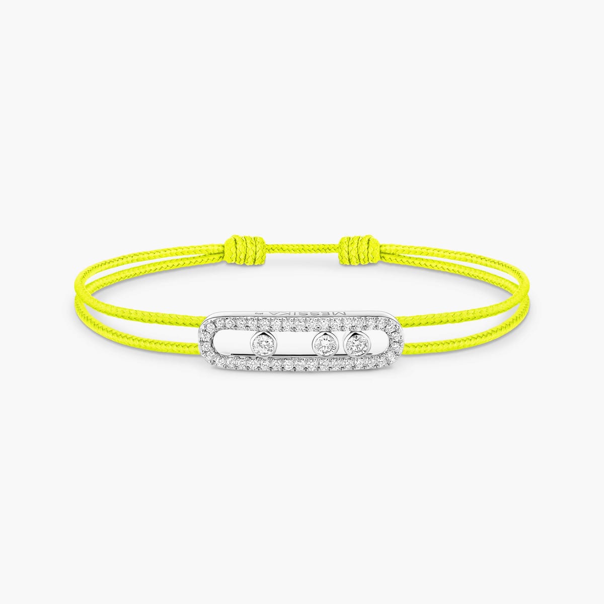 Bracelet Femme Or Blanc Diamant Bracelet cordon jaune pavé Messika Care(s) 14655-WG