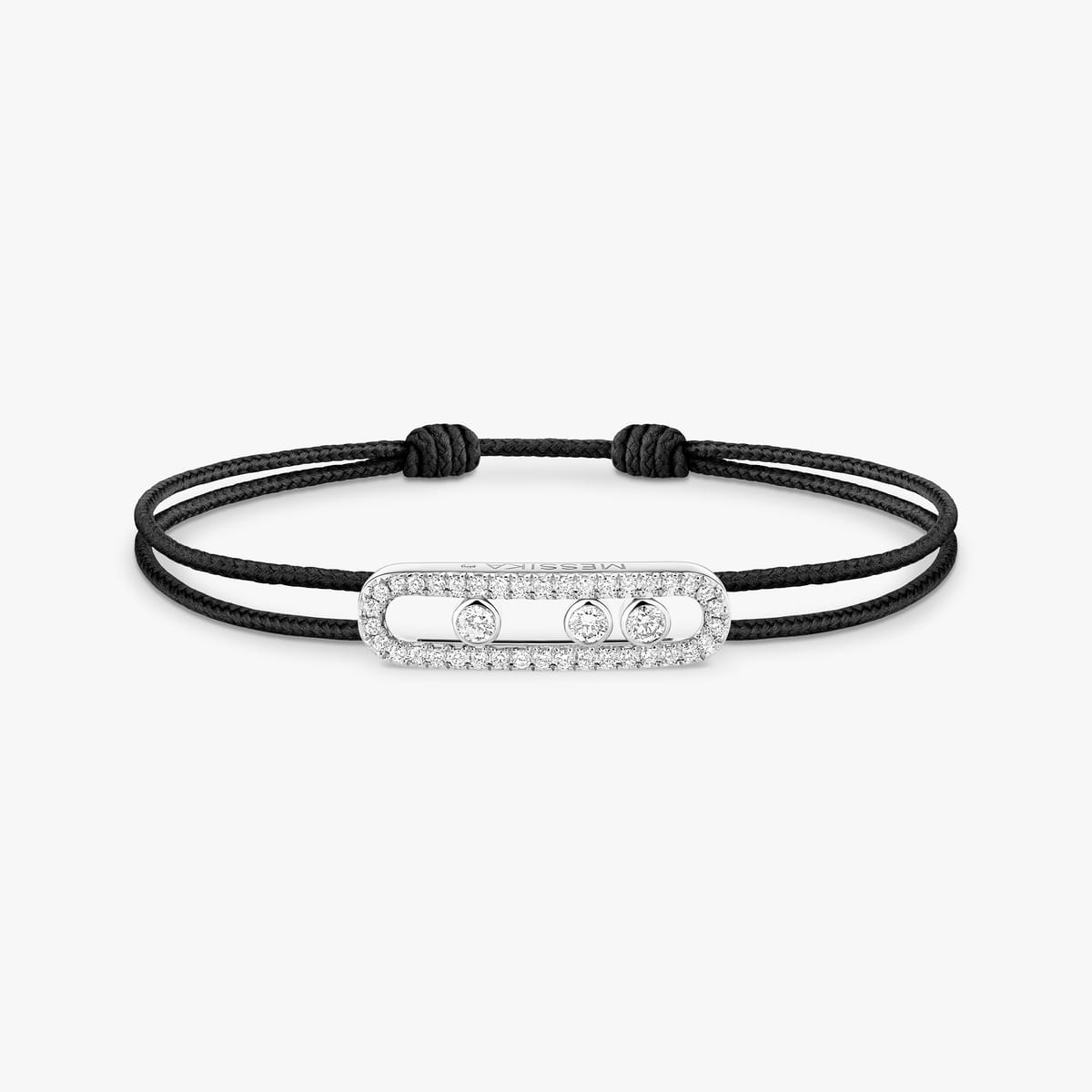 Messika Care(s) black cord pavé bracelet White Gold For Her Diamond Bracelet 14141-WG