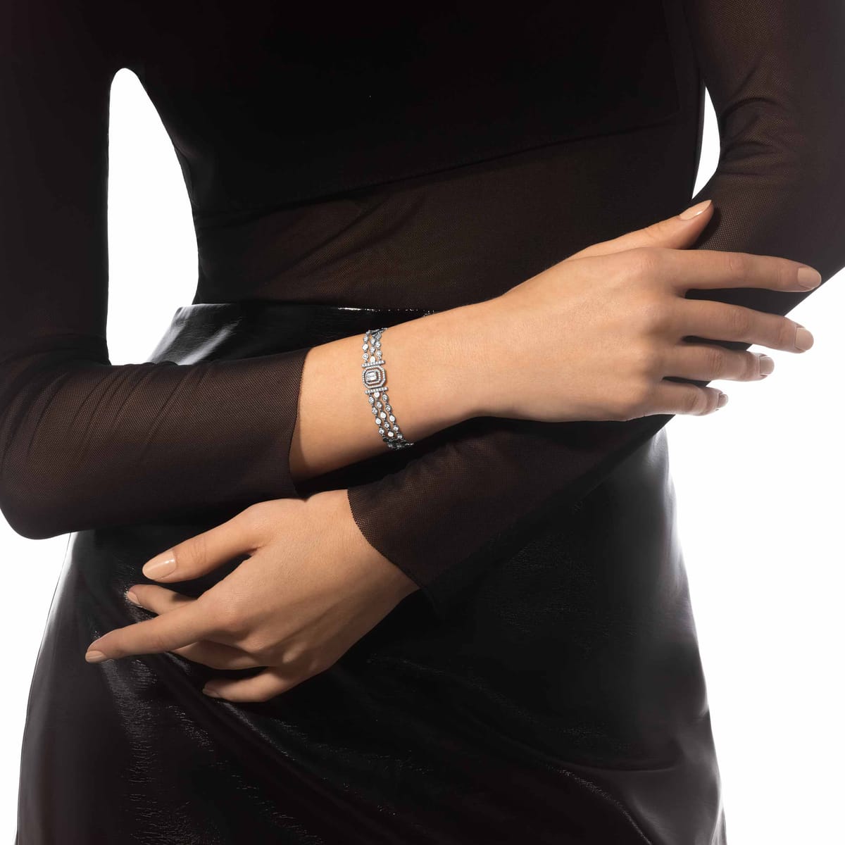 Bracelet For Her White Gold Diamond D-Vibes Multi Rangs 12433-WG