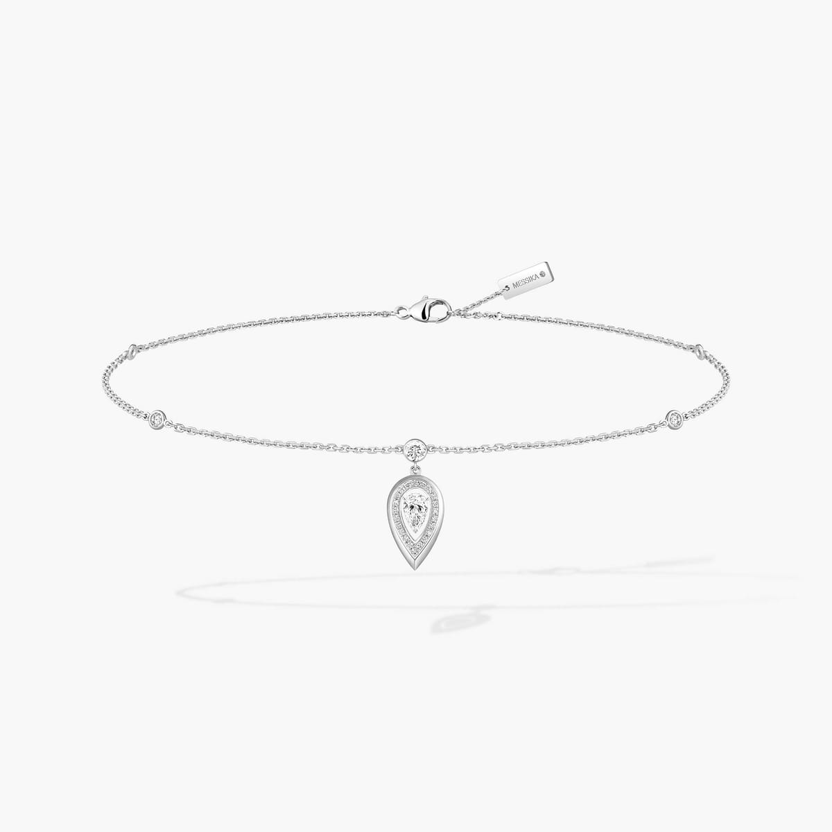 Bracelet Femme Or Blanc Diamant Bracelet de cheville Fiery 14138-WG