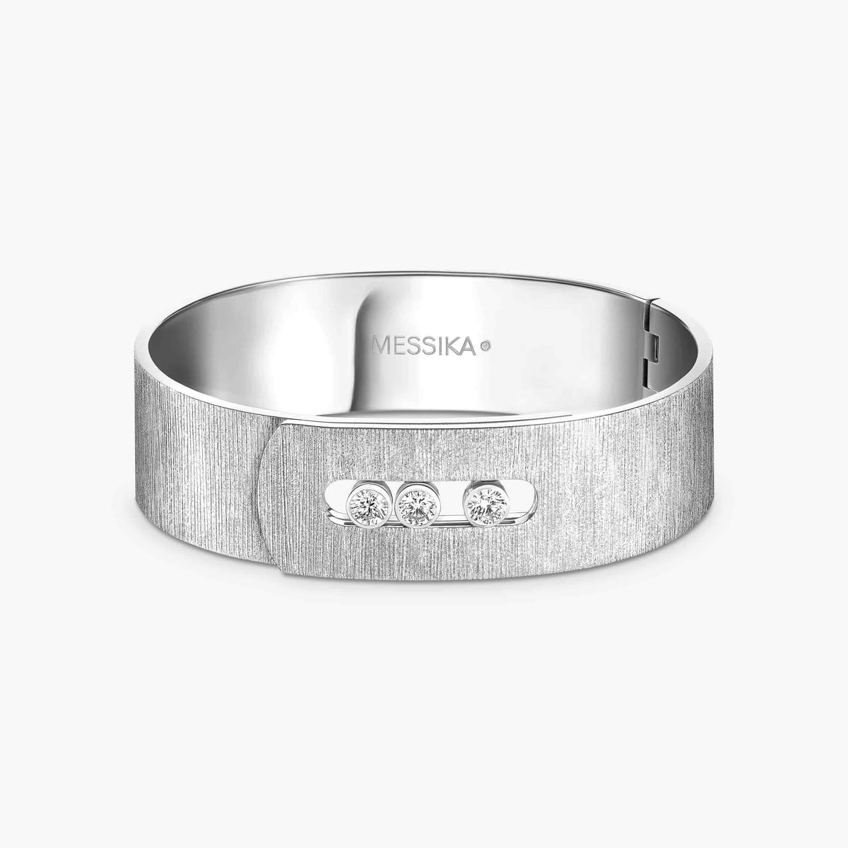Bracelet Femme Or Blanc Diamant Move Noa Ciselé GM 14514-WG
