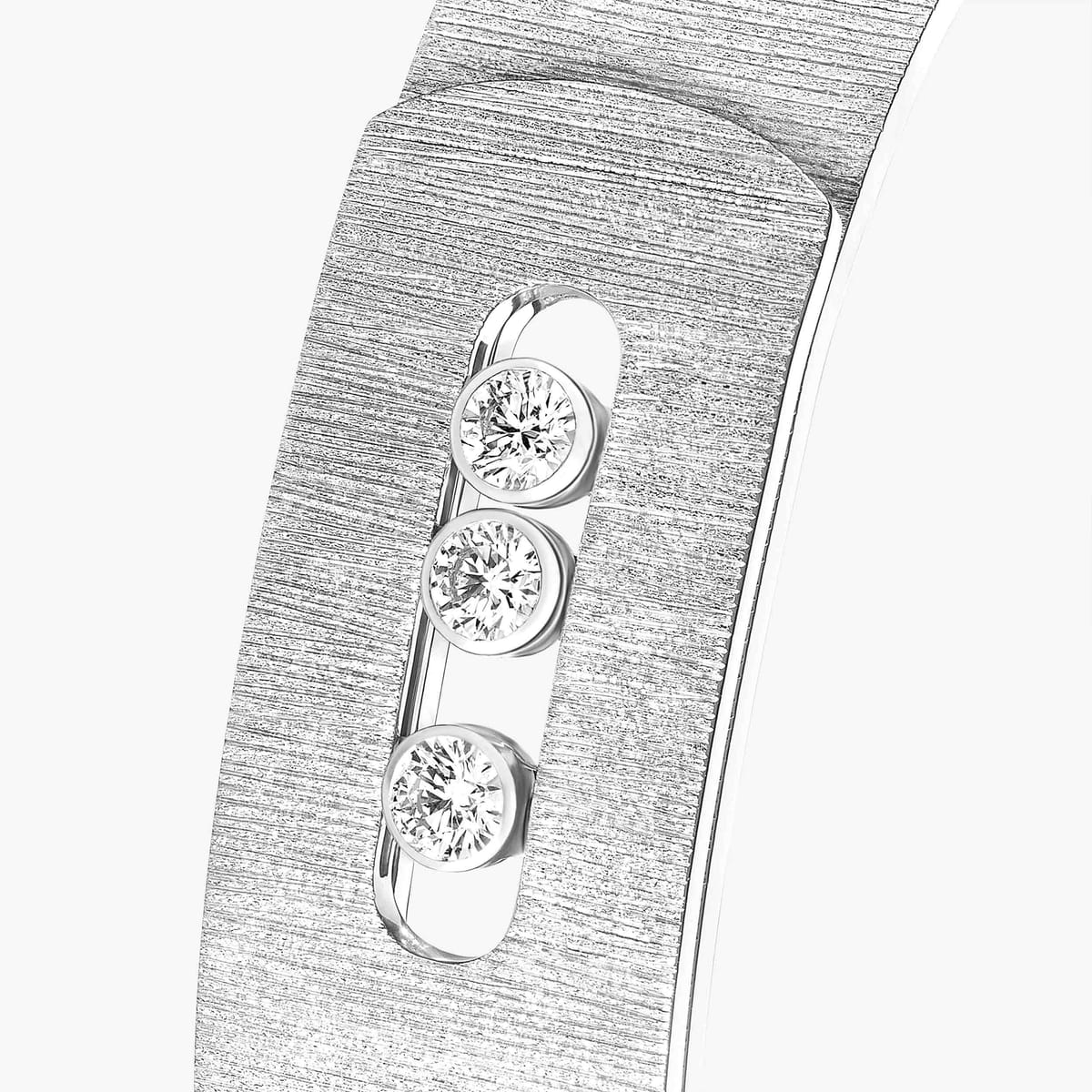 Bracelet Femme Or Blanc Diamant Move Noa Ciselé GM 14514-WG