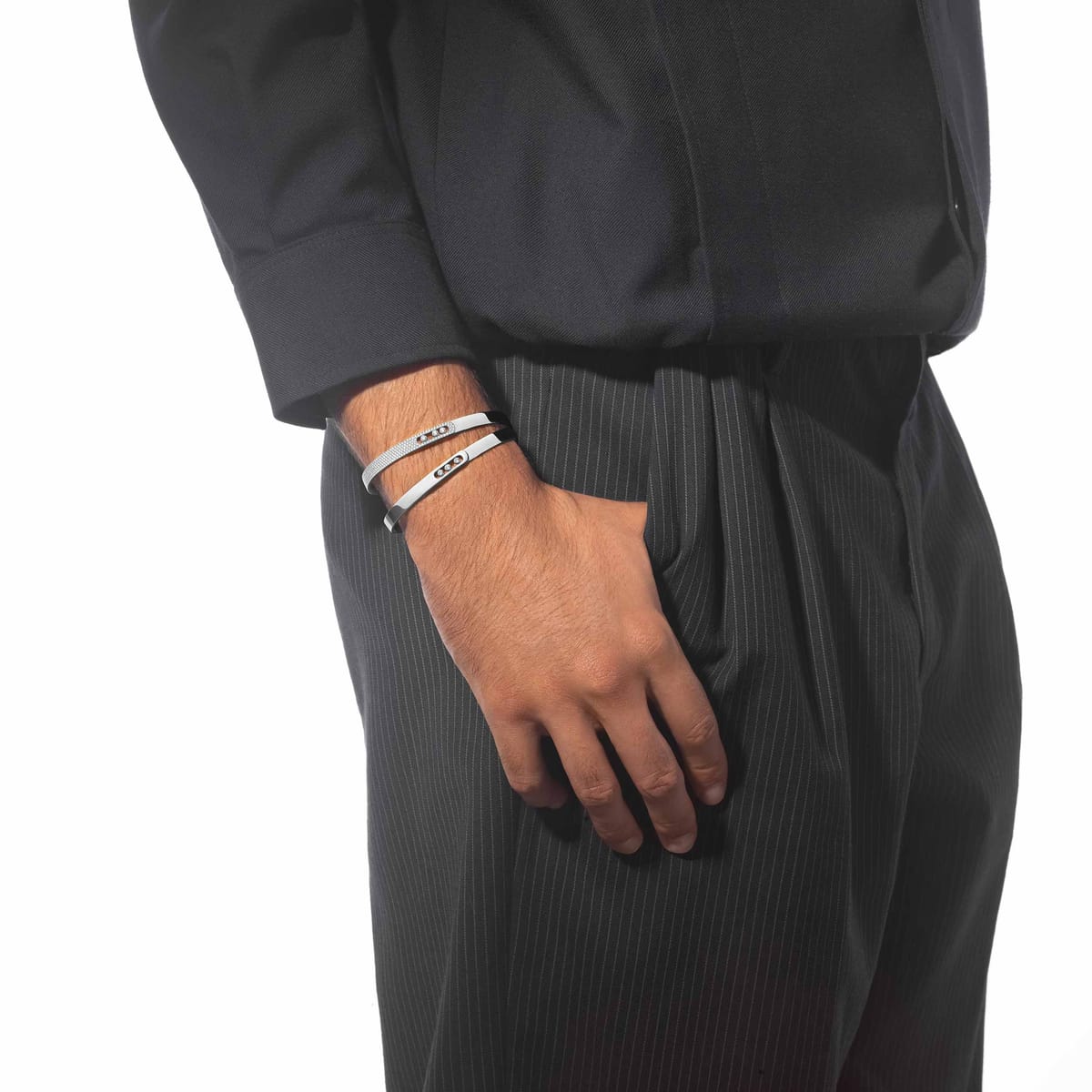 Bracelet Femme Or Blanc Diamant Bangle Move Noa Grandes Tailles 13912-WG