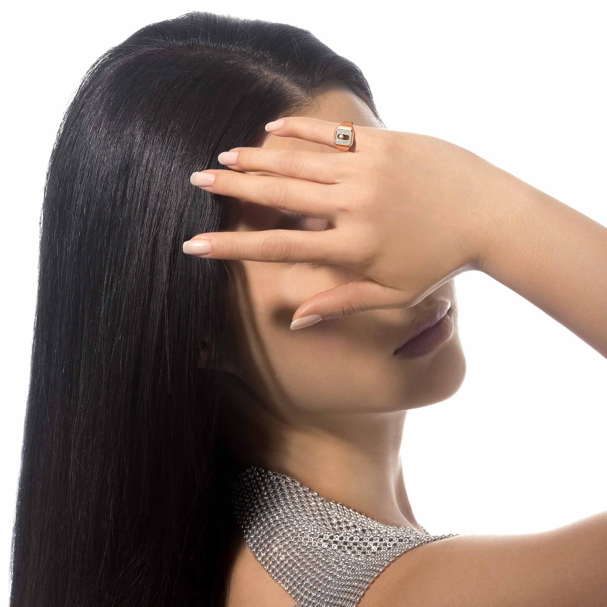 Bague Mixte Or Rose Diamant Chevalière pavée Move Joaillerie 13654-PG