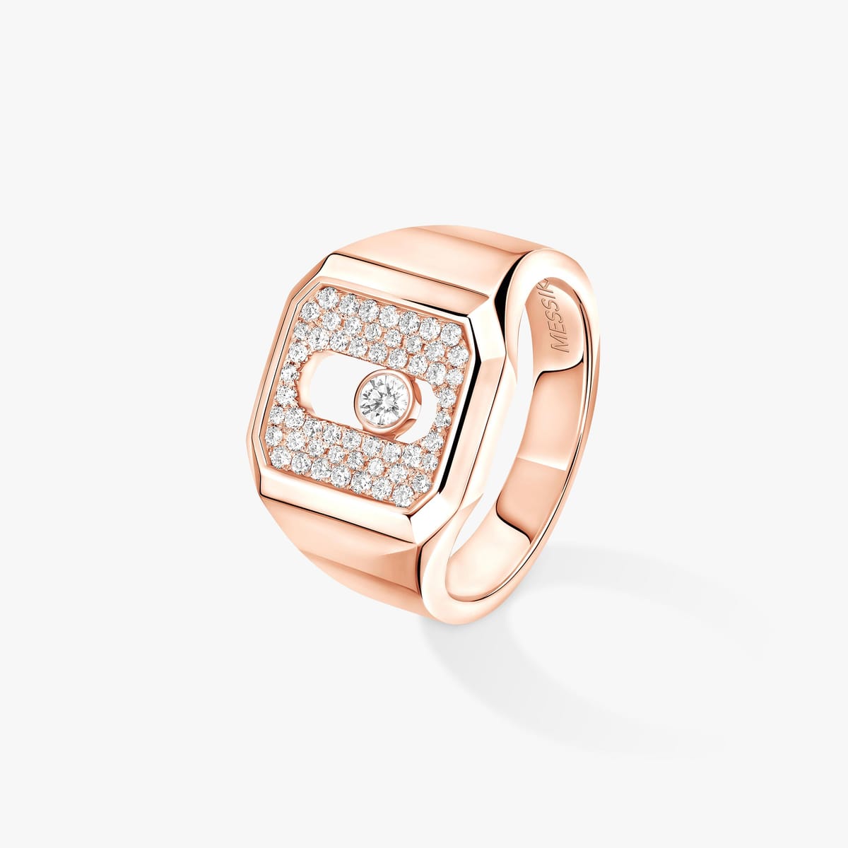 Bague Mixte Or Rose Diamant Chevalière pavée Move Joaillerie 13654-PG
