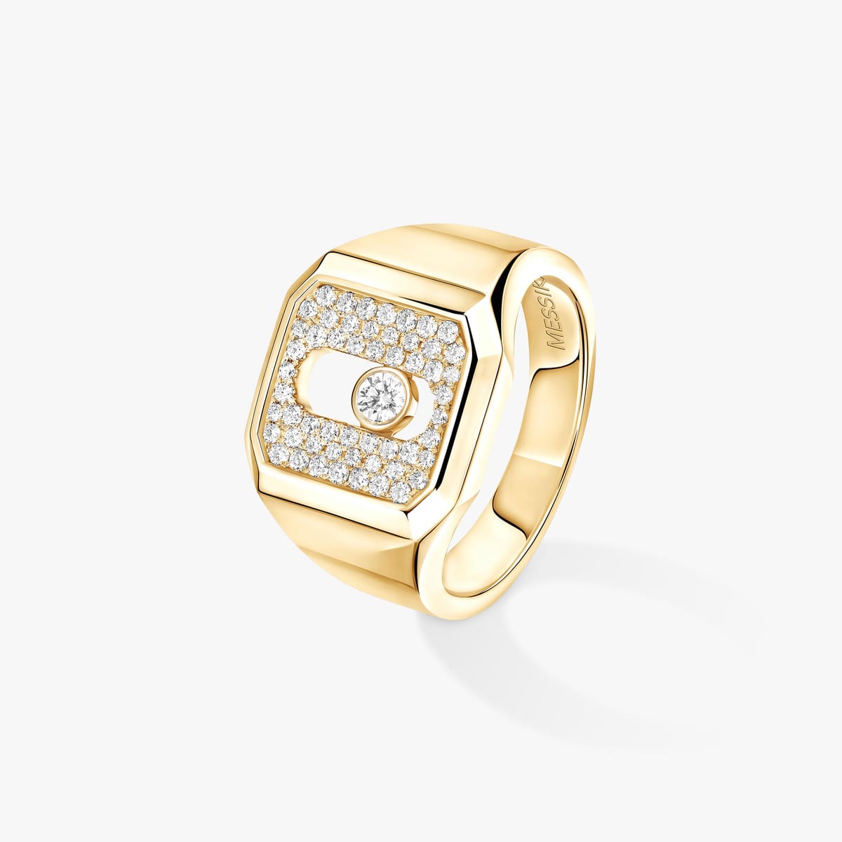 Bague Mixte Or Jaune Diamant Chevalière pavée Move Joaillerie 13654-YG