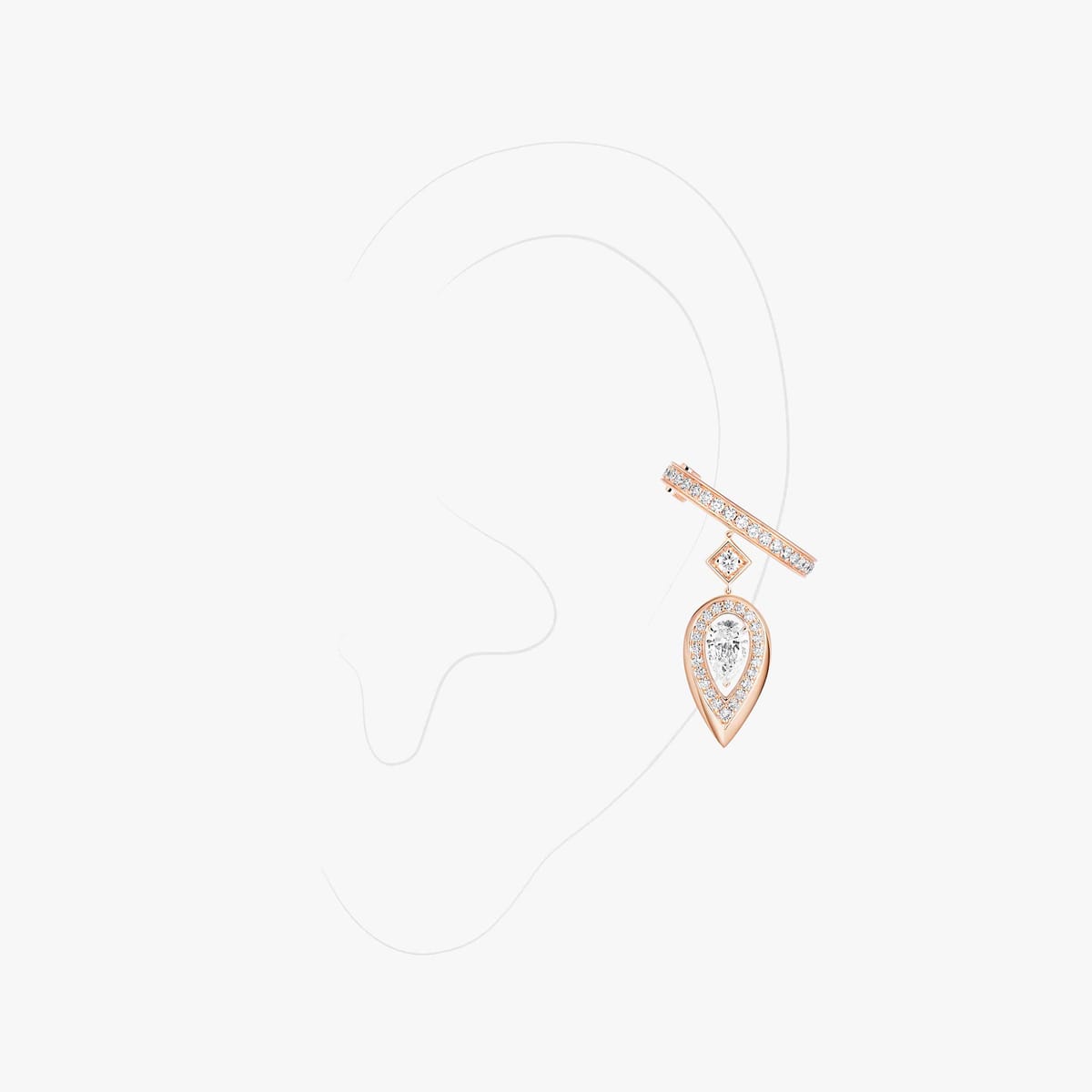 Earrings For Her Pink Gold Diamond Clip Fiery 0,10ct 13172-PG