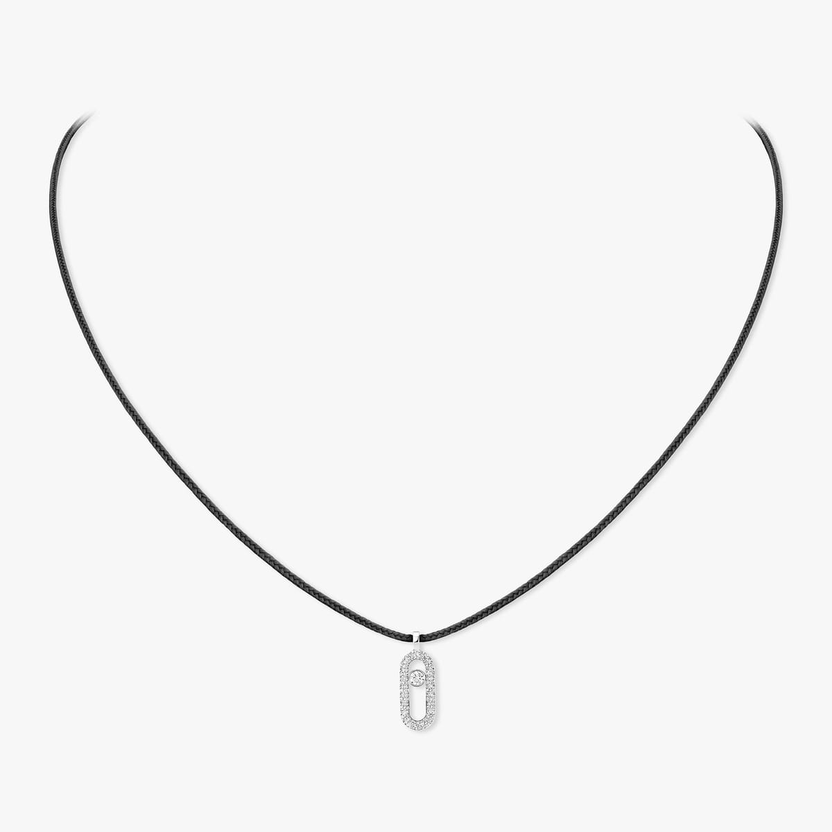 Collier Femme Or Blanc Diamant Cordon Messika CARE(S) Noir Pavé 14142-WG