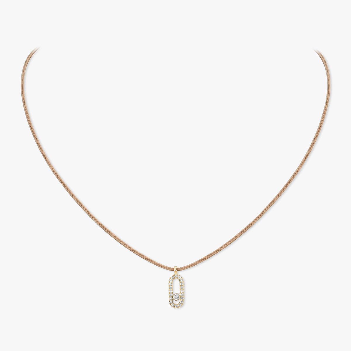 Collier Femme Or Jaune Diamant Collier cordon beige pavé Messika Care(s) 14105-YG