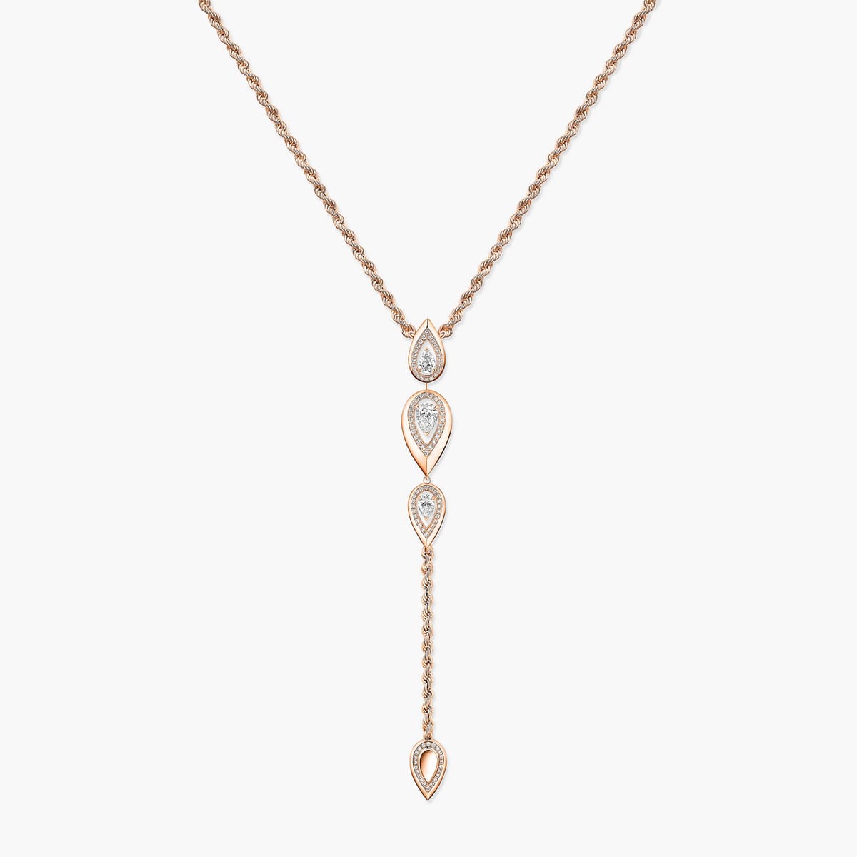 Necklace For Her Pink Gold Diamond Fiery Cravate 13793-PG