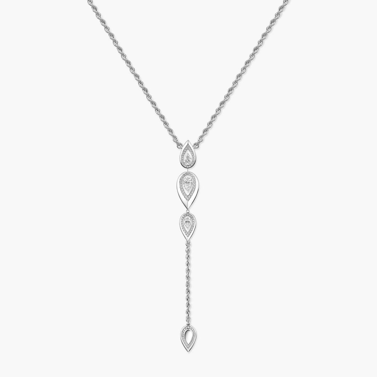 Necklace For Her White Gold Diamond Fiery Cravate 13793-WG