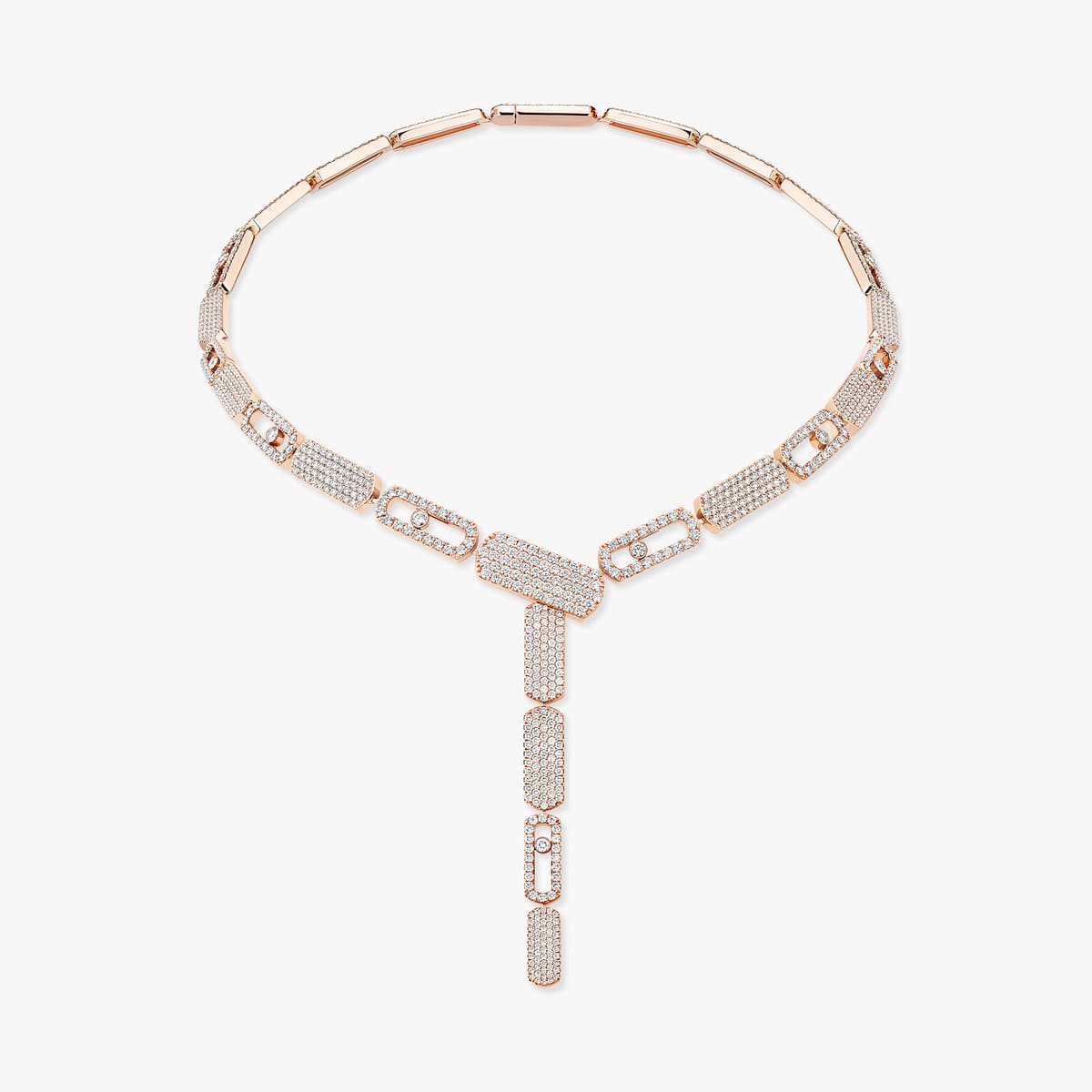 Collier Femme Or Rose Diamant Imperial Move Cravate GM Pavé 14151-PG