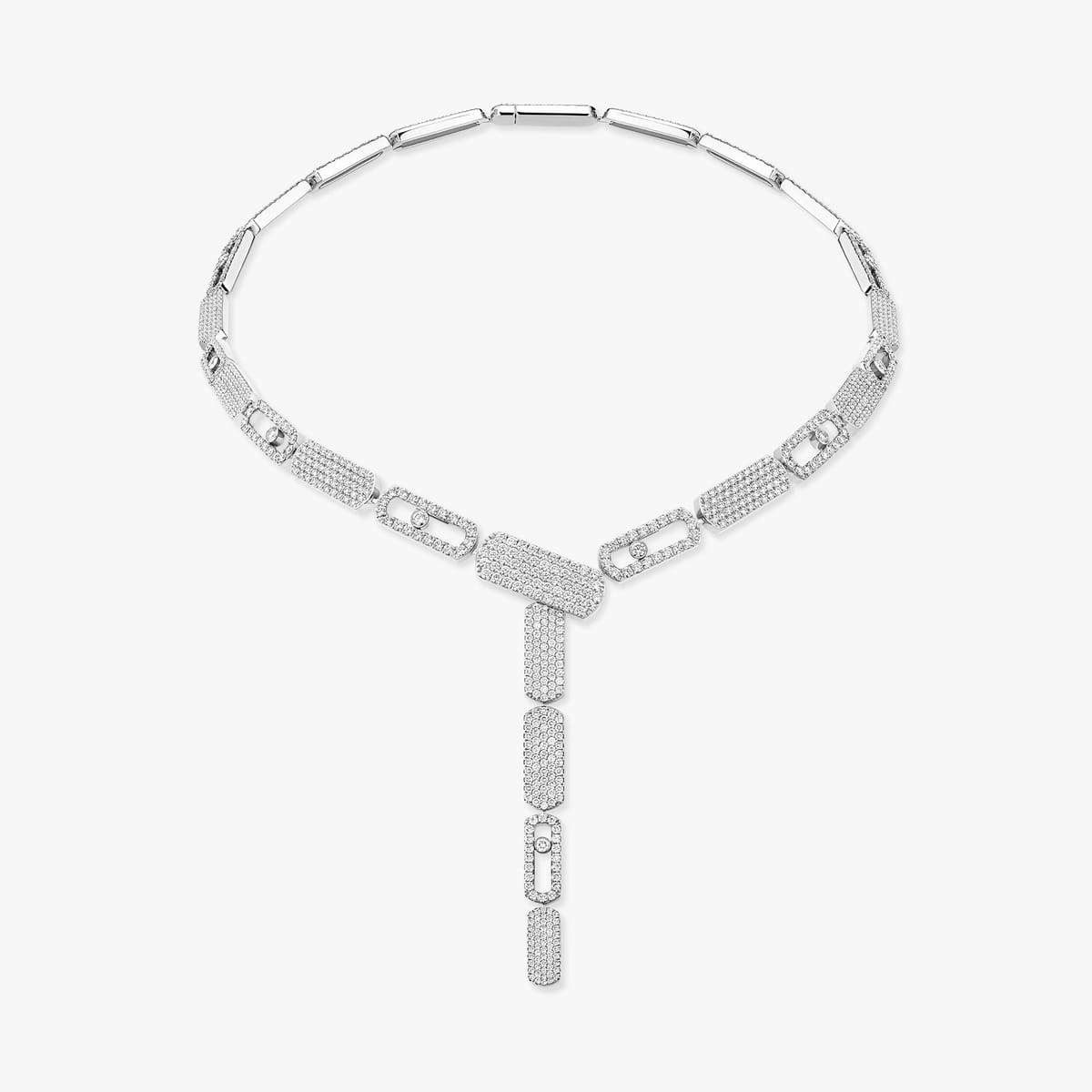 Collier Femme Or Blanc Diamant Imperial Move Cravate GM Pavé 14151-WG