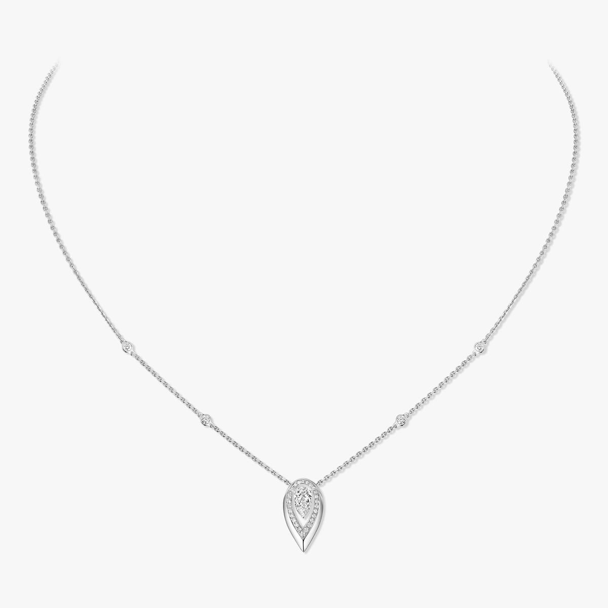 Collier Femme Or Blanc Diamant Collier Fiery 0,40ct 14266-WG