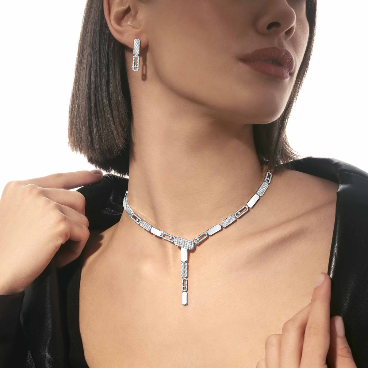 Necklace For Her White Gold Diamond Imperial Move Cravate PM 14220-WG