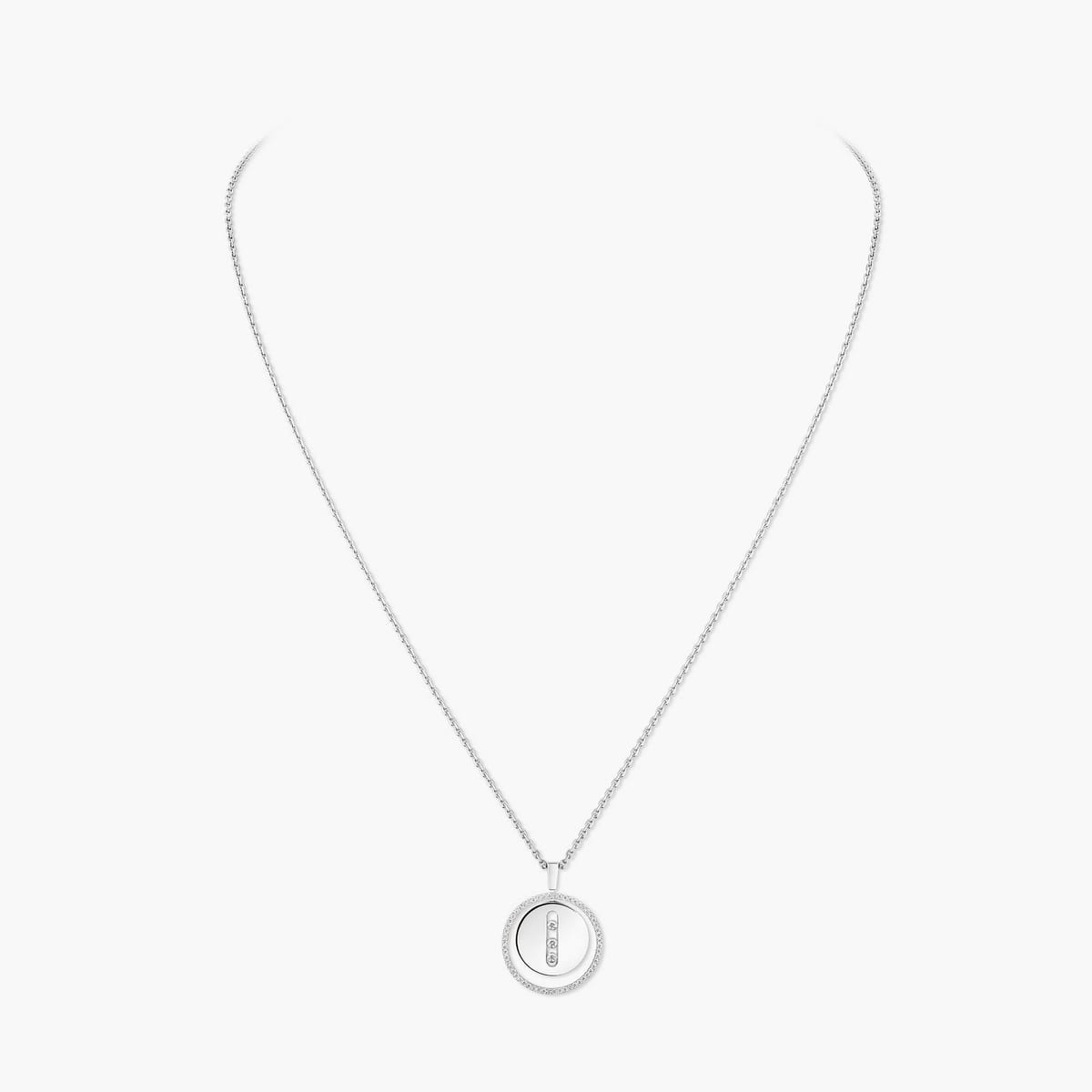 Collier Femme Or Blanc Diamant Lucky Move MM 07394-WG