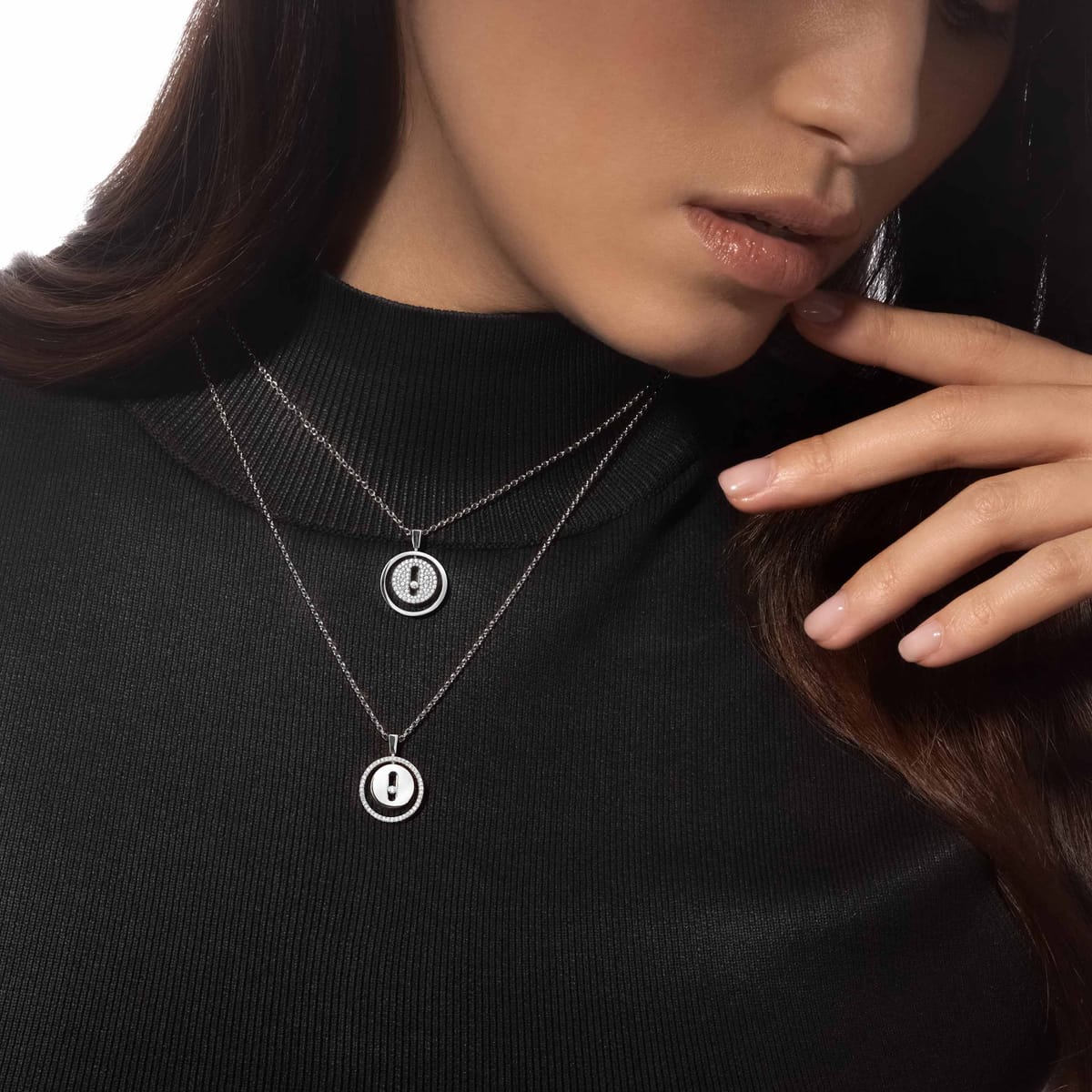 Collier Femme Or Blanc Diamant Lucky Move PM Pavé 07397-WG